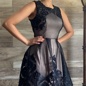Black net lace dress